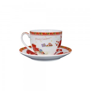 Tazza Natalizia Decorata Con Piattino