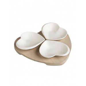 Brandani Portassaggi 3 cuori in porcellana bianca con...