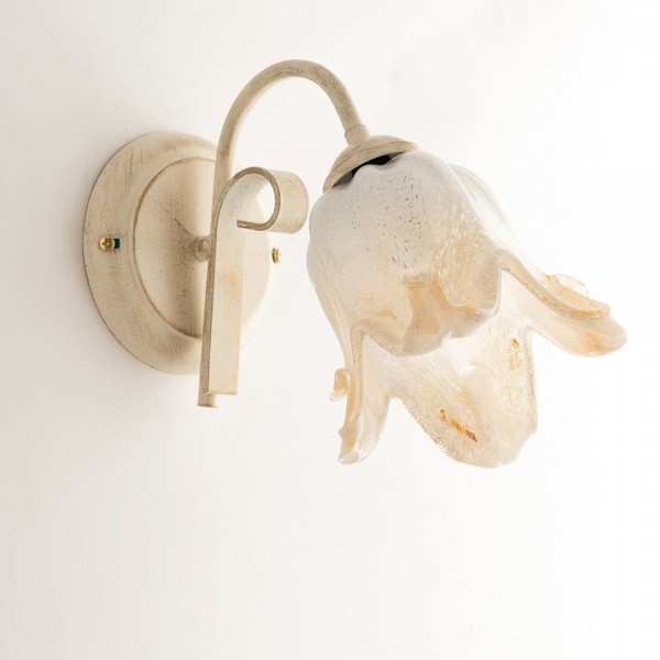 Applique 1 Luce Serie Forgiato avorio e oro in...