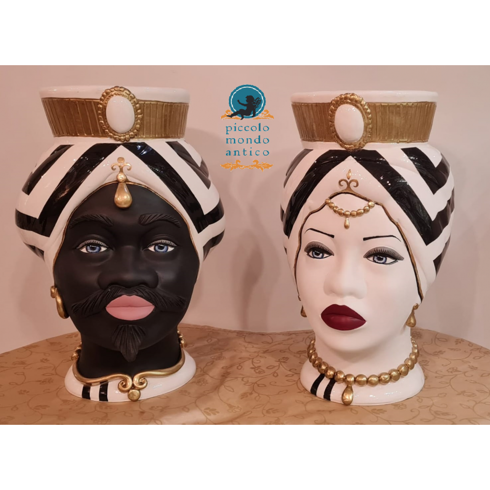 Teste Di Moro Ceramiche CEAR - Coppia H14 Cm, Fatte A Mano In Italia, Nero - Foto 5