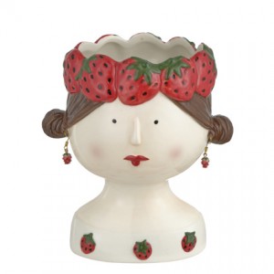Montemaggi- Fragolina Girl Vaso Ceramica Coroncina Fragole
