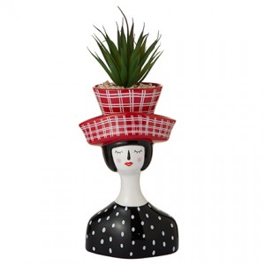 POP GIRL CAPPELLO ROSSO VASO CON PIANTA MEDIA