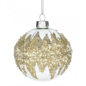 Sfera Vetro Glitter Oro D. 8cm