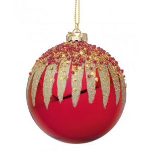 Sfera Vetro Rosso/Oro D.8cm