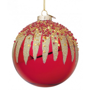 Sfera Vetro Rosso/Oro D.10cm