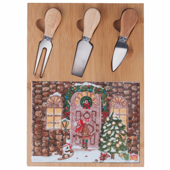 Xmas Tagliere con 3 Coltelli