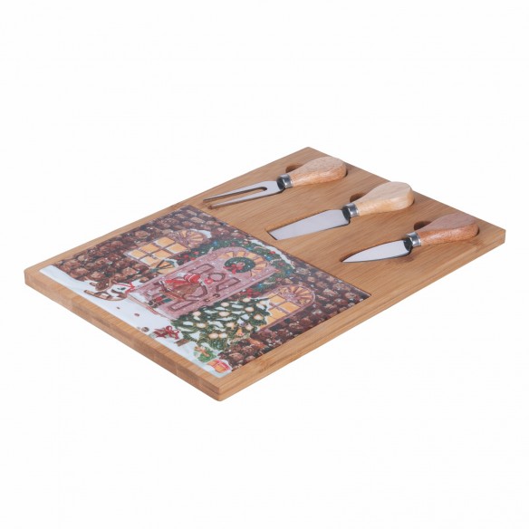 Xmas Tagliere con 3 Coltelli