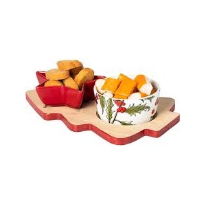 Antipastiera Ceramica c/Base Legno