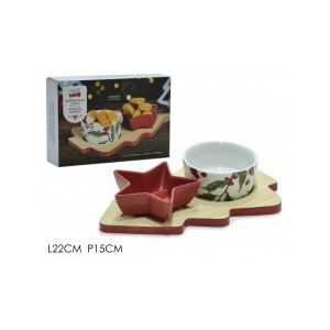 Antipastiera Ceramica c/Base Legno 2