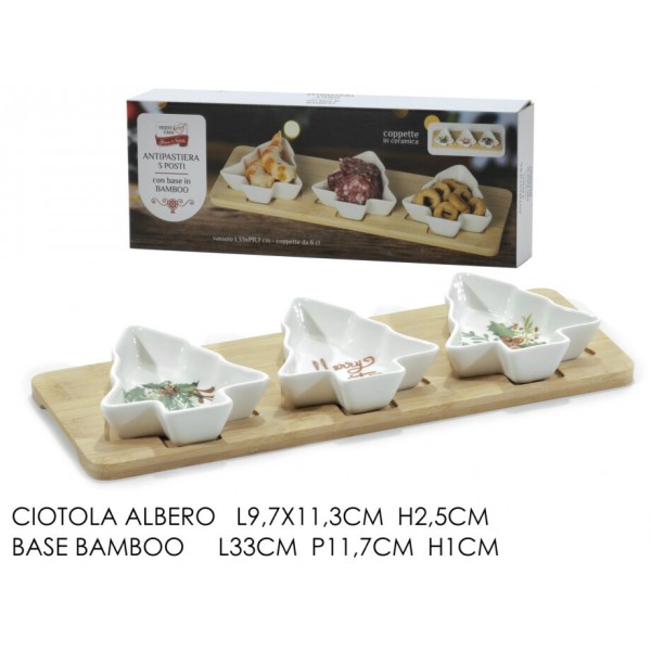 Antipastiera Albero Ceramica Base Legno