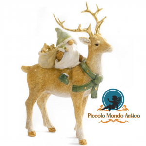 Gnomo su Renna H 22 cm