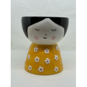 Montemaggi - Vaso Bambolina con Vestito Giallo e Fiori...