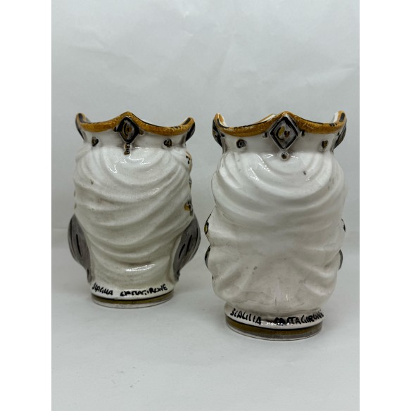 Ceramica di Caltagirone - Coppia Teste di Moro Ambra e Nero