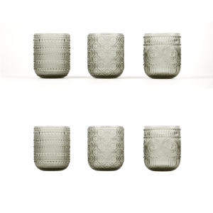 Set 6 Bicchieri in Vetro Grigio