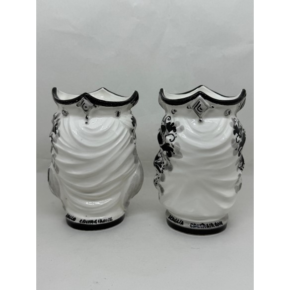 Ceramica di Caltagirone - Coppia Teste di Moro Bianco e Nero