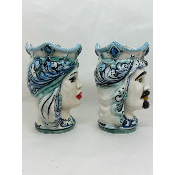 Ceramica di Caltagirone - Coppia Teste di Moro...