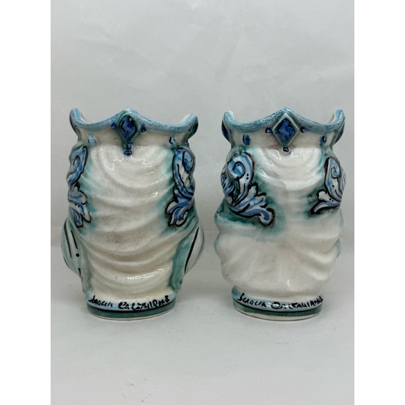 Ceramica di Caltagirone - Coppia Teste di Moro Blu e Azzurro