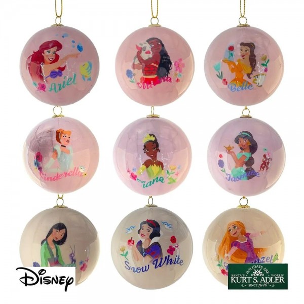 Disney Kurt S. Adler - Set 9 Palline Principesse