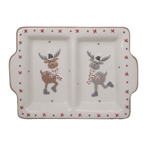 Piatto Natalizio in Ceramica con Doppio Scomparto