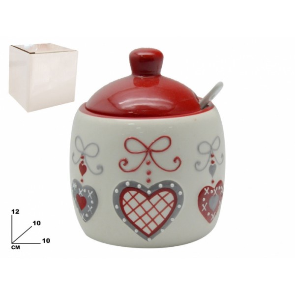Zuccheriera in Ceramica con Decori Cuori