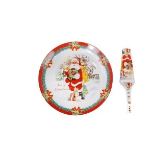 Set Piatto e Paletta Natalizi in Ceramica – Babbo Natale