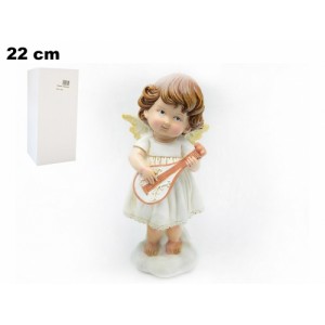 Decorazione Natalizia Angelo con Liuto in Ceramica