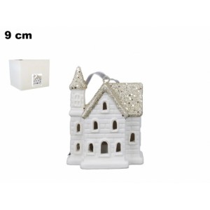 Casetta Natalizia in Ceramica con Glitter