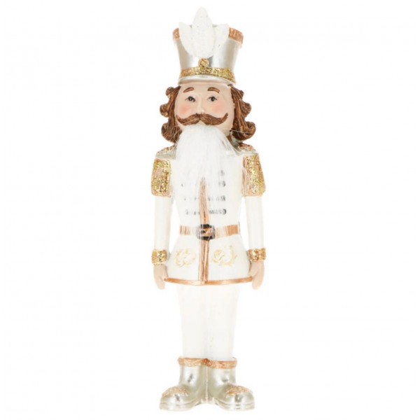 Decorazione Natalizia Schiaccianoci Bianco e Oro 3 Assortiti – 22 cm