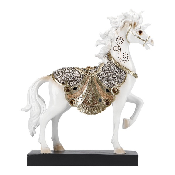 Cavallo Decorativo Elegante – Bianco / Argento / Oro 28,5 cm