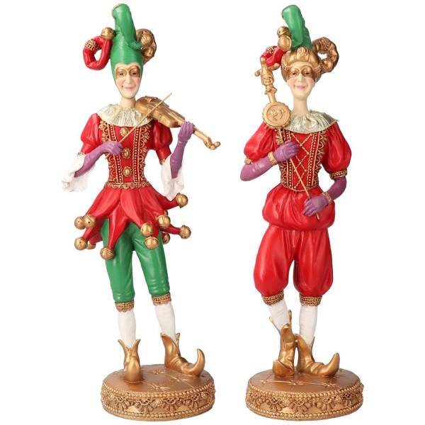 Set 2 Clown Costume Ball in Resina – Rosso/Verde