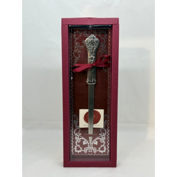 Tagliacarte Classico in Metallo con Manico Decorato - Confezione Bordeaux