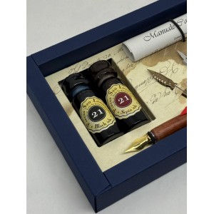 Set Calligrafico con Penna in Legno, 5 Pennini e 4 Calamai 2