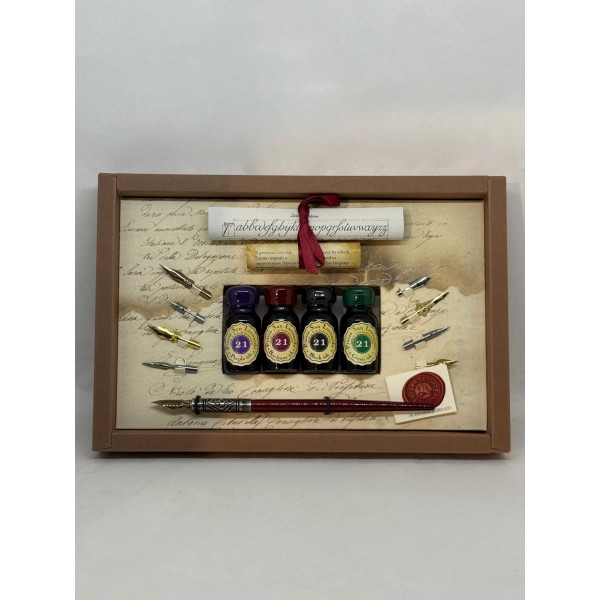 Set Calligrafico Deluxe con Penna Decorata, 9...