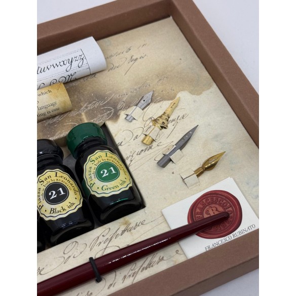 Set Calligrafico Deluxe con Penna Decorata, 9 Pennini e 4 Calamai