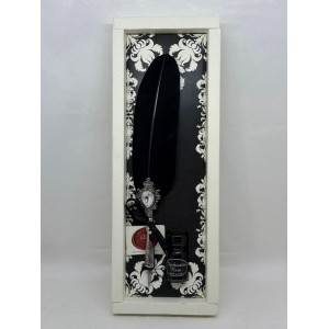 Penna con Piuma Nera e Cristallo Swarovski® – Set...