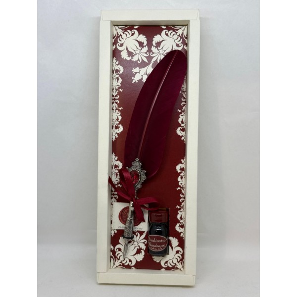 Penna con Piuma Bordeaux e Cristallo Swarovski®...