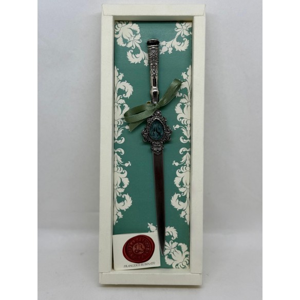 Tagliacarte Decorato con Cristallo Swarovski® – Confezione Verde Acqua