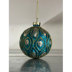 Set 6 Palline Tiffany e Oro con Glitter