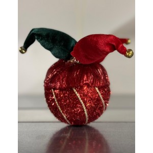 Set 5 Palline di Natale con Cappello da Elfo in Velluto