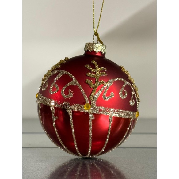 Set 6 Palline Rosse e Dorate in Vetro Soffiato – Decori Assortiti Artigianali
