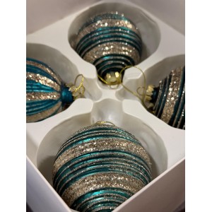 Set 4 Palline Tiffany e Oro con Glitter 2