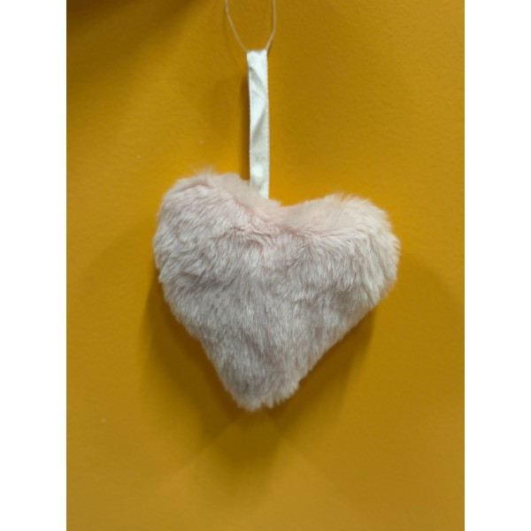 Cuore in Peluche Rosa Cipria con Nastro –...