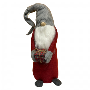 Gnomo Natalizio in Stoffa con Cappello Grigio e Regalo...