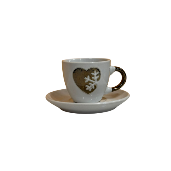 Servizio da Caffè Natalizio in Ceramica con Fiocco di Neve – Set per 4 Persone