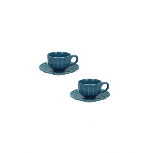 Tazzina Caffè Calipso Avio Set 2 Pezzi in Stoneware con Piattino