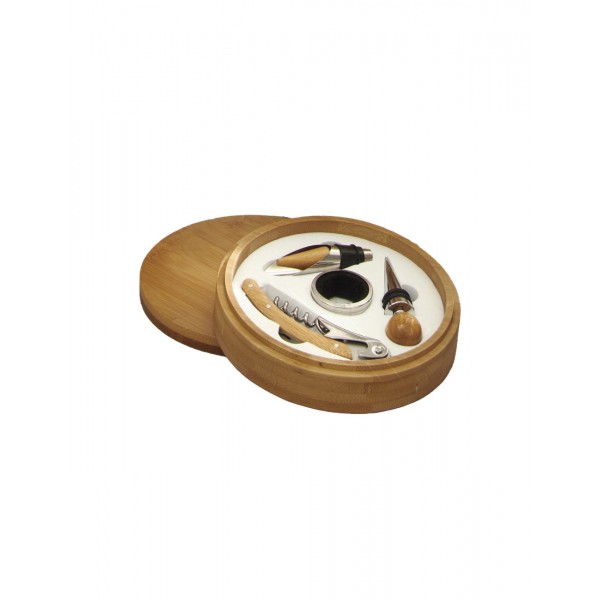 Set Degustazione Vino 4 Pz con Cofanetto in Bamboo
