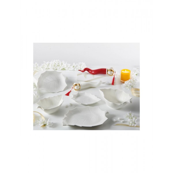 Vassoio Foglia in Porcellana Pioppo