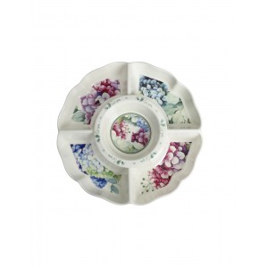 Antipastiera Tonda in Porcellana Flora Collection con 5...