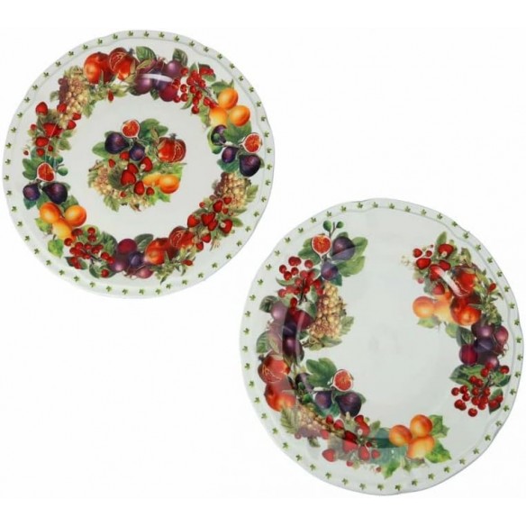 Set 2 Piattini in Porcellana "Le Primizie" con decoro frutta