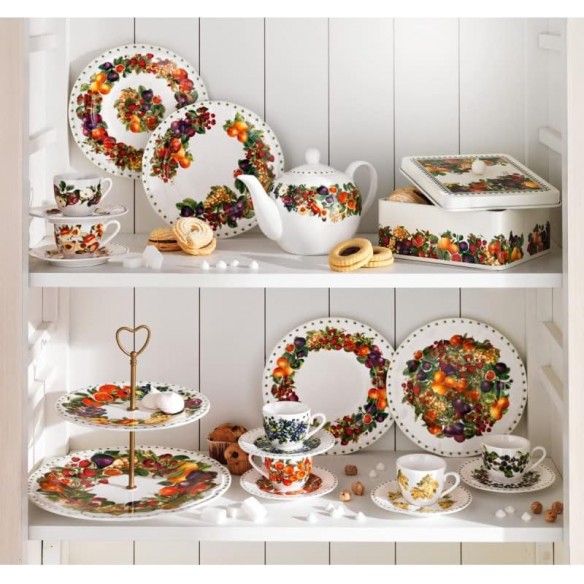 Set 2 Piattini in Porcellana "Le Primizie" con decoro frutta